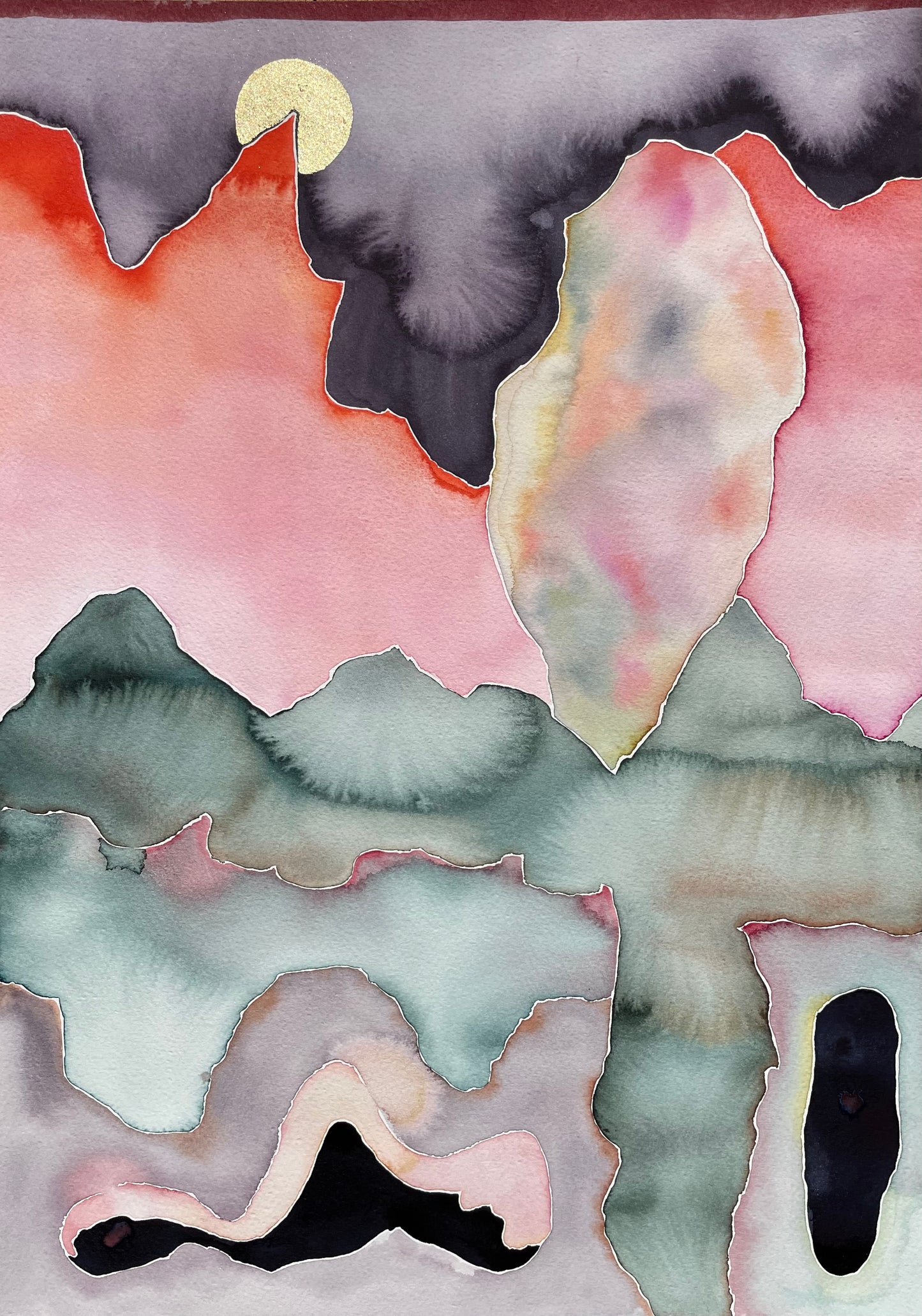 Religare XIV – Original abstract watercolor painting by Danish artist Agricola
