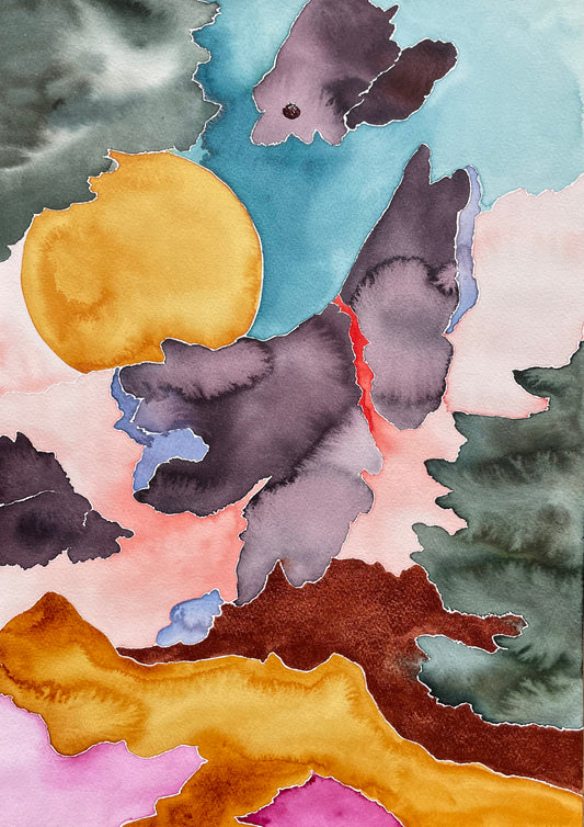 Religare XV – Original abstract watercolor painting by Danish artist Agricola
