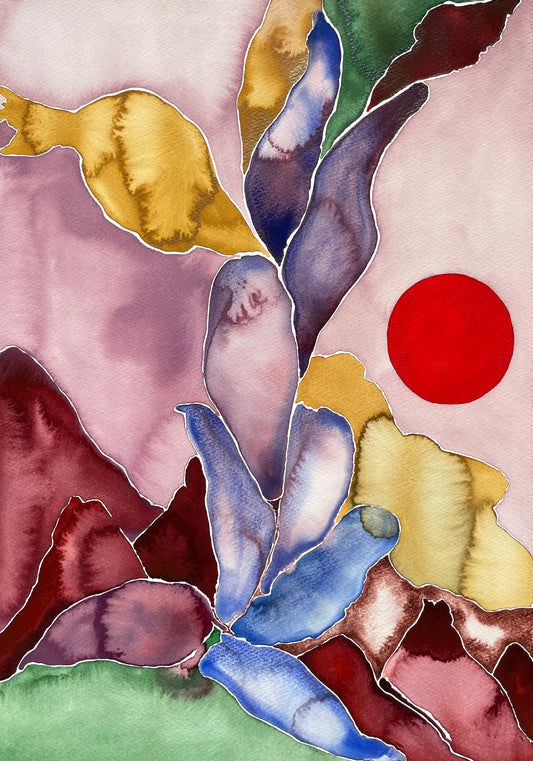 Religare I – Original watercolor painting by Danish artist Agricola. Unique, handpainted on acid-free Lanaquarelle 300g cotton paper, 51x36 cm.